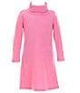 Color:Fusion Pink - Image 1 - Little Girls 2T-6X Brushed Mock Neck Dress