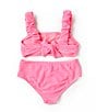 Color:Poolside Pink - Image 2 - Little Girls 2T-6X Bungee Strap Bralette Two-Piece Swimsuit