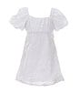 GB Little Girls Charlotte Lace Puff Sleeve Dress, Color:White - Image 1