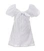 GB Little Girls Charlotte Lace Puff Sleeve Dress, Color:White - Image 2
