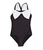 Color:Black Tie - Image 1 - Little Girls 2T-6X Contrast Bow Sleeveless One-Piece Swimsuit
