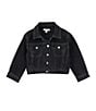 Color:Black - Image 2 - Little Girls 2T-6X Denim patch Jacket