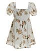 Color:Ivory Combo - Image 2 - Little Girls 2T-6X Family Matching Floral Puff Sleeve Dress