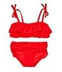 GB Little Girls 2T-6X Flounce Bandeau Bralette Two-Piece Swimsuit, Color:Red Pop - Image 1