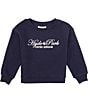 Color:Navy - Image 1 - Little Girls 2T-6X Knit Hyde Park Graphic Sweatshirt