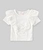 Color:White - Image 1 - Little Girls 2T-6X Knit Ruffle Front Top