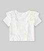 Color:White - Image 2 - Little Girls 2T-6X Knit Ruffle Front Top