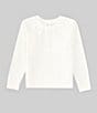 Color:Ivory - Image 1 - Little Girls 2T-6X Long Sleeve Embroidered Crew Neck Sweatshirt