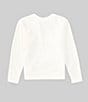 Color:Ivory - Image 2 - Little Girls 2T-6X Long Sleeve Embroidered Crew Neck Sweatshirt