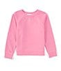 Color:Fuchsia Pink - Image 1 - Little Girls 2T-6X Long Sleeve Embroidered Crew Neck Sweatshirt