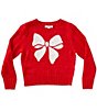 GB Little Girls Long Sleeve Glitter Bow Sweater - Image 1