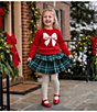 GB Little Girls Long Sleeve Glitter Bow Sweater - Image 2
