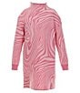 Color:Pink - Image 1 - Little Girls 2T-6X Long-Sleeve Marble Swirl Sweater Dress