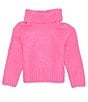 GB Little Girls Long Sleeve Oversized Turtleneck Sweater, Color:Hot Pink - Image 1