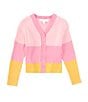 Color:Pink Multi - Image 1 - Little Girls 2T-6X Long Sleeve Striped Cardigan Sweater