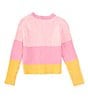 Color:Pink Multi - Image 2 - Little Girls 2T-6X Long Sleeve Striped Cardigan Sweater