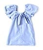 Color:Periwinkle - Image 2 - Little Girls 2T-6X Puff-Sleeve Empire Waist Dress
