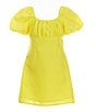 Color:Yellow - Image 1 - Little Girls 2T-6X Puff-Sleeve Empire Waist Dress