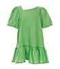 Color:Green - Image 1 - Little Girls 2T-6X Puff Sleeve Oversized Dress
