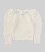 Color:Ivory - Image 1 - Little Girls 2T-6X Puff Sleeve Sweater