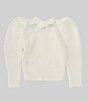 Color:Ivory - Image 2 - Little Girls 2T-6X Puff Sleeve Sweater