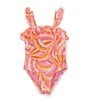 Color:Turmeric - Image 1 - Little Girls 2T-6X Ruffle Neckline One-Piece Swimsuit
