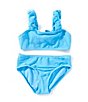 GB Little Girls 2T-6X Scrunch Bungee Strap 2-Piece Swimsuit, Color:Blue - Image 1