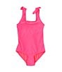 Color:Party Favor - Image 1 - Little Girls 2T-6X Scrunch Tie-Shoulder One-Piece Swimsuit