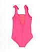 Color:Party Favor - Image 2 - Little Girls 2T-6X Scrunch Tie-Shoulder One-Piece Swimsuit
