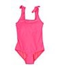 Color:Party Favor - Image 1 - Little Girls 2T-6X Scrunch Tie-Shoulder One-Piece Swimsuit