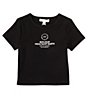 Color:Black - Image 1 - Little Girls 2T-6X Short Sleeve Bonjour From Saint Barth Crop Graphic T-Shirt