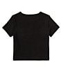 Color:Black - Image 2 - Little Girls 2T-6X Short Sleeve Bonjour From Saint Barth Crop Graphic T-Shirt