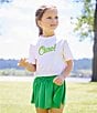Color:White/Green - Image 3 - Little Girls 2T-6X Short Sleeve Boxy Graphic Cropped T-Shirt