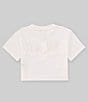 Color:Strawberry/White - Image 2 - Little Girls 2T-6X Short Sleeve Boxy Vacay Graphic Cropped T-Shirt