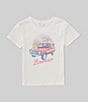 Color:Bright White - Image 1 - Little Girls 2T-6X Short Sleeve Bronco Graphic Oversized T-Shirt