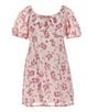 Color:Tan/Pink - Image 1 - Little Girls 2T-6X Short-Sleeve Maxi Lurex Floral Dress