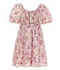 Color:Tan/Pink - Image 2 - Little Girls 2T-6X Short-Sleeve Maxi Lurex Floral Dress