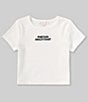 Color:White - Image 1 - Little Girls 2T-6X Short Sleeve Positano Amalfi Coast Crop Graphic T-Shirt