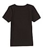 Color:Black - Image 2 - Little Girl's 2T-6X Short Sleeve Rib Knit Top
