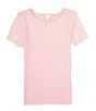 Color:Light Pink - Image 1 - Little Girl's 2T-6X Short Sleeve Rib Knit Top