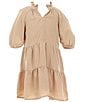 Color:Taupe - Image 1 - Little Girls 2T-6X Short Sleeve Tiered Ruffle Dress