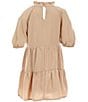 Color:Taupe - Image 2 - Little Girls 2T-6X Short Sleeve Tiered Ruffle Dress