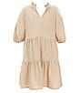 Color:Taupe - Image 1 - Little Girls 7-16 Short Sleeve Tiered Ruffle Dress