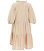 Color:Taupe - Image 2 - Little Girls 7-16 Short Sleeve Tiered Ruffle Dress