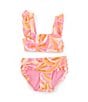 Color:Turmeric - Image 1 - Little Girls 2T-6X Sleeveless Flounced Strap Bralette Two-Piece Swimsuit