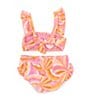 Color:Turmeric - Image 2 - Little Girls 2T-6X Sleeveless Flounced Strap Bralette Two-Piece Swimsuit