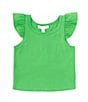 Color:Green - Image 1 - Little Girls 2T-6X Sleeveless Flutter Sleeve Tank