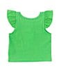 Color:Green - Image 2 - Little Girls 2T-6X Sleeveless Flutter Sleeve Tank