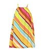 Color:Multi - Image 1 - Little Girls 2T-6X Sleeveless Striped Halter Neck Trapeze Dress