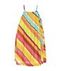 Color:Multi - Image 2 - Little Girls 2T-6X Sleeveless Striped Halter Neck Trapeze Dress